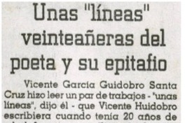 Unas líneas veinteañeras del poeta y su epitafio