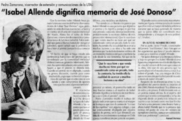 "Isabel Allende dignifica memoria de José Donoso"