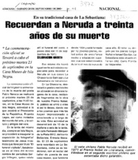 Recuerdan a Neruda a treinta años de su muerte