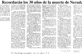 Recordarán los 30 años de la muerte de Neruda