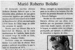 Murió Roberto Bolaño.