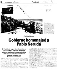 Gobierno homenajeó a Pablo Neruda