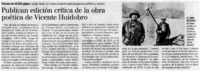 Publican edición crítica de la obra poética de Vicente Huidobro