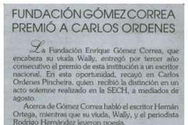 Fundación Gómez Correa premió a Carlos Ordenes