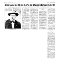 Al rescate de la memoria de Joaquín Edwards Bello