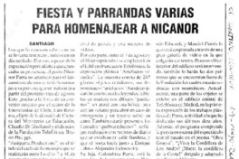 Fiesta y parrandas varias para homenajear a Nicanor