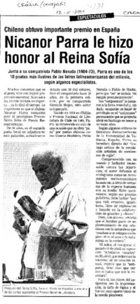 Nicanor Parra le hizo honor al Reina Sofía