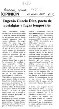 Eugenio García Díaz, poeta de nostalgias y fugas temporales