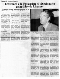 Fundación Luzagro Linares entregará a la Educación el "Diccionario geográfico de Linares"