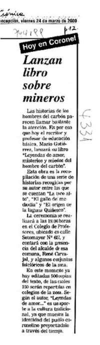 Lanzan libro sobre mineros