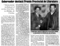 Gobernador destacó Premio Provincial de Literatura