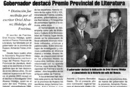 Gobernador destacó Premio Provincial de Literatura