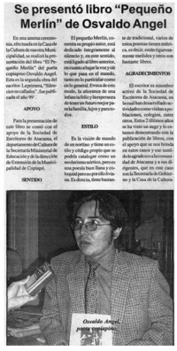 Se presentó libro "Pequeño Merlín" de Osvaldo Angel