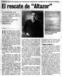 El rescate de "Altazor"
