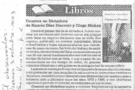 Cuentos en dictadura de Ramón Díaz Eterovic y Diego Muñoz LOM Ediciones.