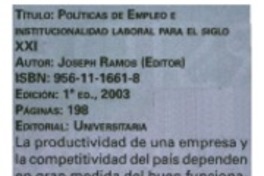 Políticas de empleo e institucionalidad laboral para el siglo XXI