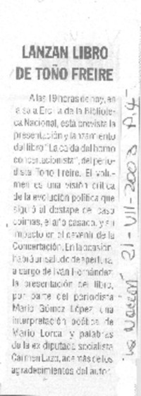 Lanzan libro de Toño Freire