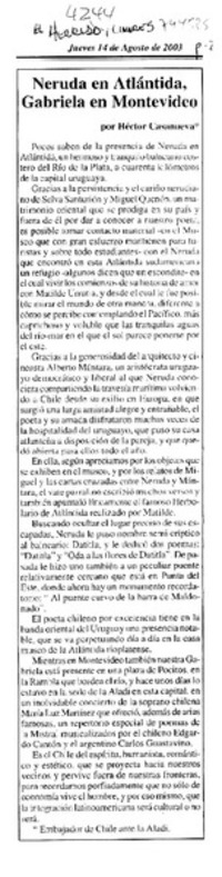 Neruda en Atlántida, Gabriela en Montevideo