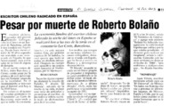 Pesar por muerte de Roberto Bolaño.
