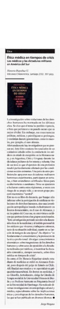 Ética médica en tiempos de crisis