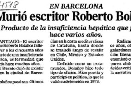 Murió escritor Roberto Bolaño.