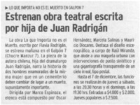 Estrenan obra teatral escrita por Hija de Juan Radrigán