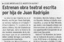 Estrenan obra teatral escrita por Hija de Juan Radrigán