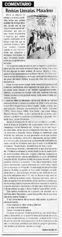 Revistas literarias. Matadero