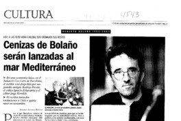 Cenizas de Bolaño serán lanzadas al mar Mediterráneo