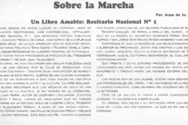 Sobre la marcha. Un libro amable : Recetario Nacional N° 1