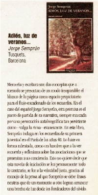 Adiós, luz de veranos...