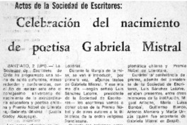 Celebración del nacimiento de poetisa Gabriela Mistral