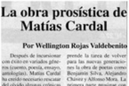 La obra prosística de Matías Cardal