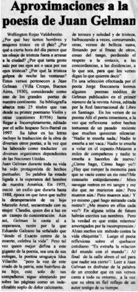 Aproximaciones a la poesía de Juan Gelman