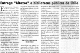Banco del Estado: entrega "Altazor" a bibliotecas públicas de Chile