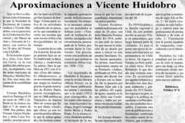 Aproximaciones a Vicente Huidobro