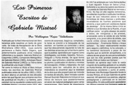 Los primeros escritos de Gabriela Mistral