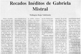 Recados inéditos de Gabriela Mistral