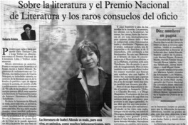 Sobre la literatura y el Premio Nacional de Literatura y los raros consuelos del oficio
