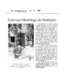 Estrenan monólogo de Radrigán