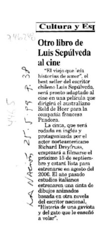 Otro libro de Luis Sepúlveda al cine