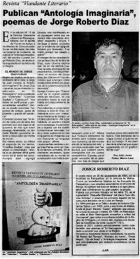 Publican "Antología imaginaria", poemas de Jorge Roberto Díaz