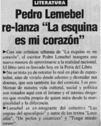 Pedro Lemebel re-lanza "La esquina es mi corazón"