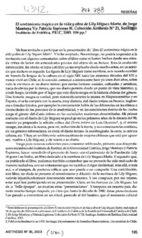 El sentimiento trágico en la vida y obra de Lily Iñiguez Matte