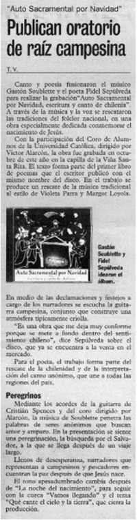 Pubican oratorio de raíz campesina