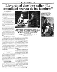 Llevarán al cine best-seller "la sexualidad secreta de los hombres" : [entrevistas]