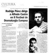 Rodrigo Pérez dirige a Alfredo Castro en II Festival de Dramaturgia Europea