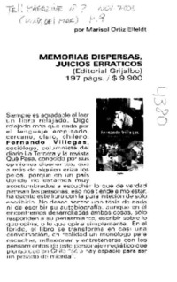 Memorias dispersas, juicios erráticos