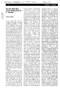 On the Biol. Res. issue dedicated to F. Varela