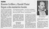 Ramón Griffero y Harold Pinter llegan a dos escenarios locales.